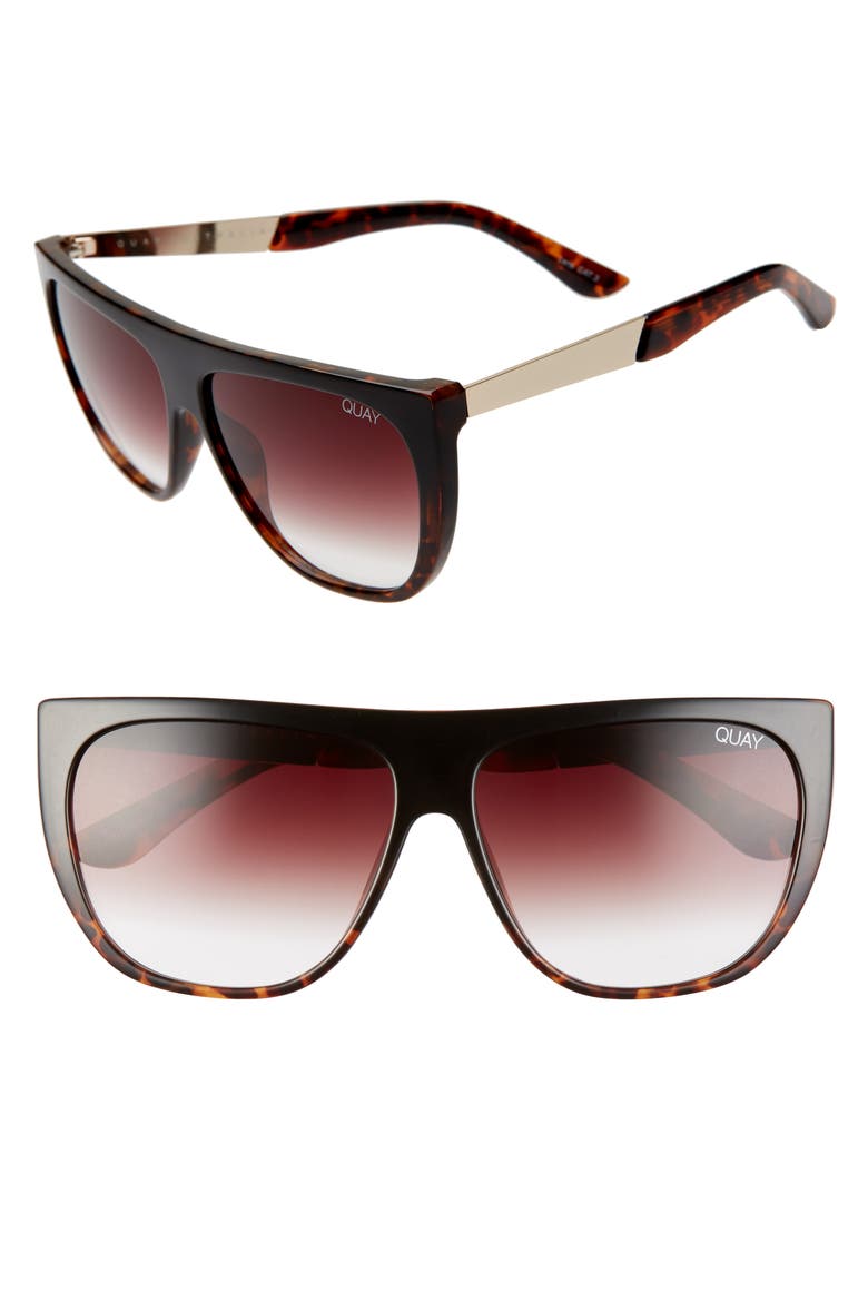 Australia Drama by Day 55mm Square Sunglasses, Main, color, BLACK TORTOISE/ BROWN FADE