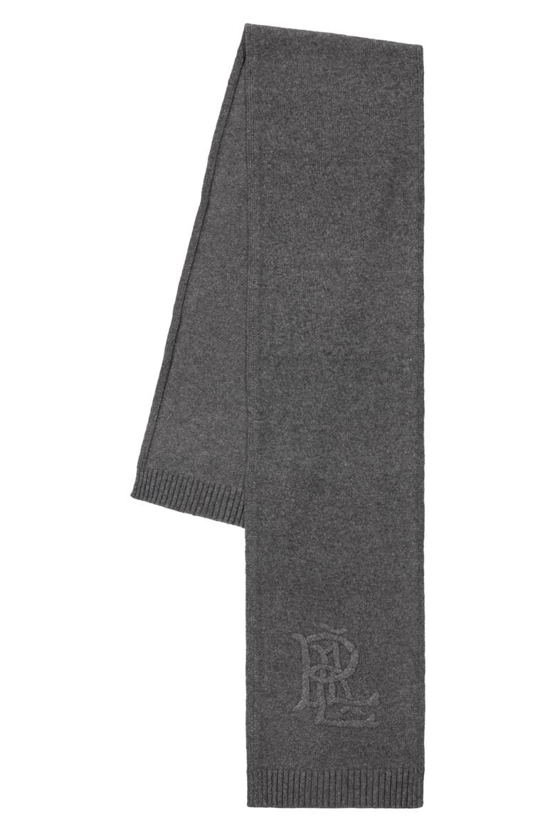 Embroidered Logo Scarf, Alternate, color, CHARCOAL HEATHER