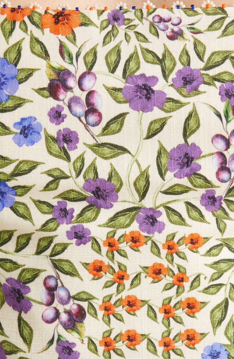 Agua Bendita Kosia Floral Beaded Cotton Crop Cover-Up Top, Alternate, color, Multicolor