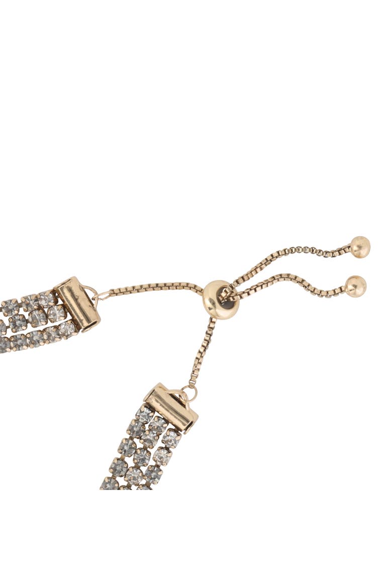 Adjustable Triple Row Crystal Bracelet in Gold, Alternate, color, Gold