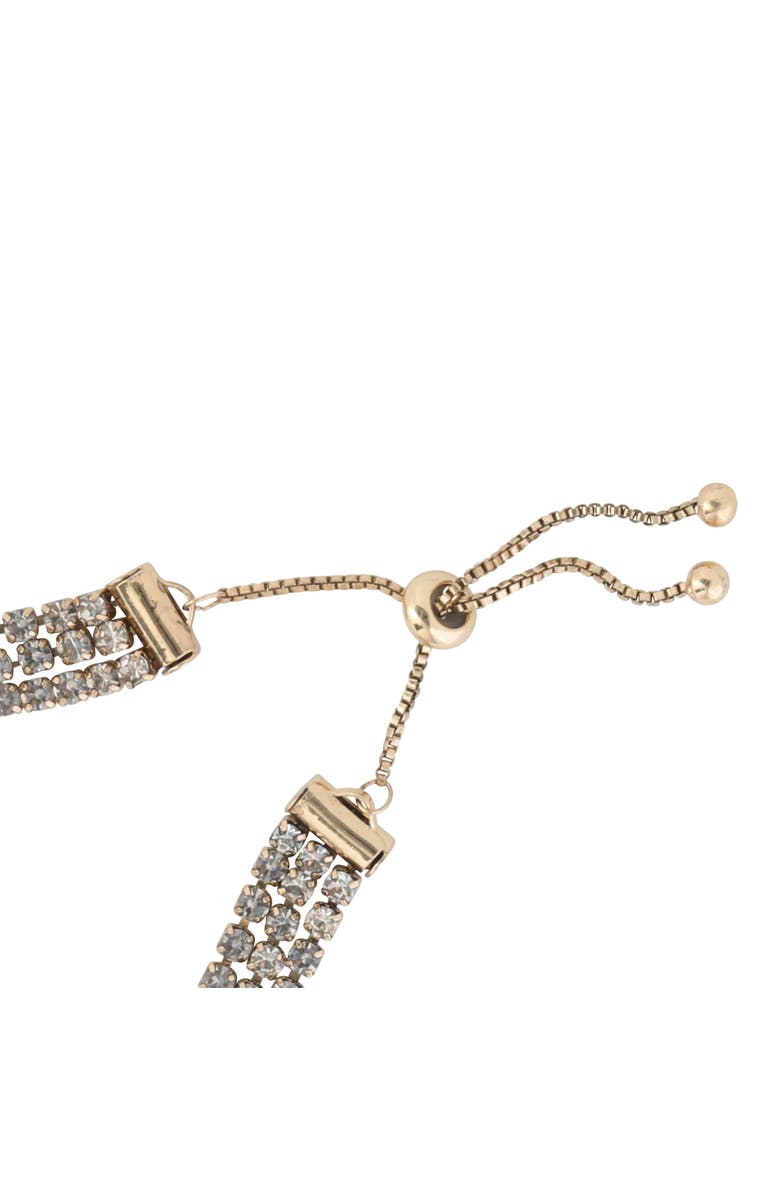 BCBG Generation Adjustable Triple Row Crystal Bracelet in Gold, Alternate, color, Gold