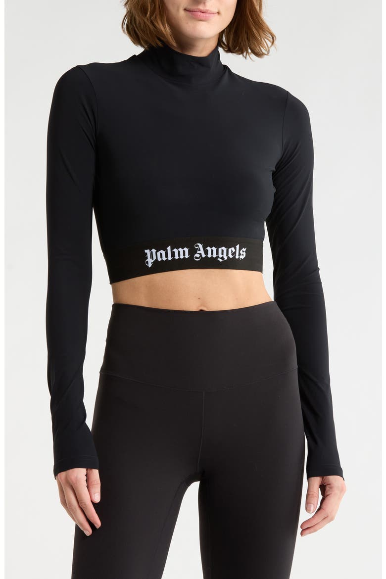 Mock Neck Long Sleeve Graphic T-Shirt, Main, color, BLACK WHITE