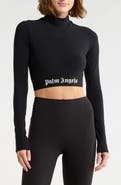 Palm Angels Mock Neck Long Sleeve Graphic T-Shirt
