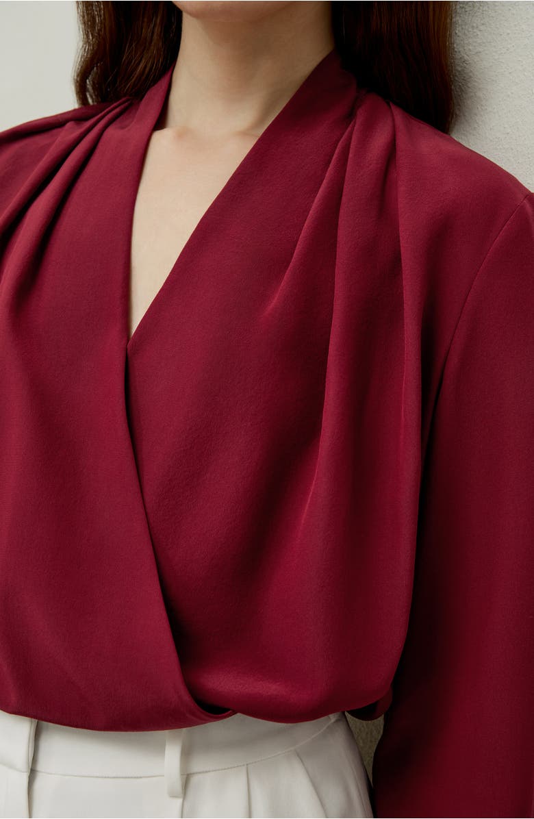 Lilysilk Women's Silk Crêpe de Chine Long Sleeve Blouse, Alternate, color, Cherry Red