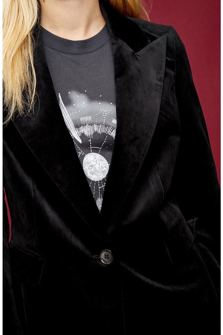 Peaked Lapels Velvet Suit Blazer, Alternate, color, BLACK