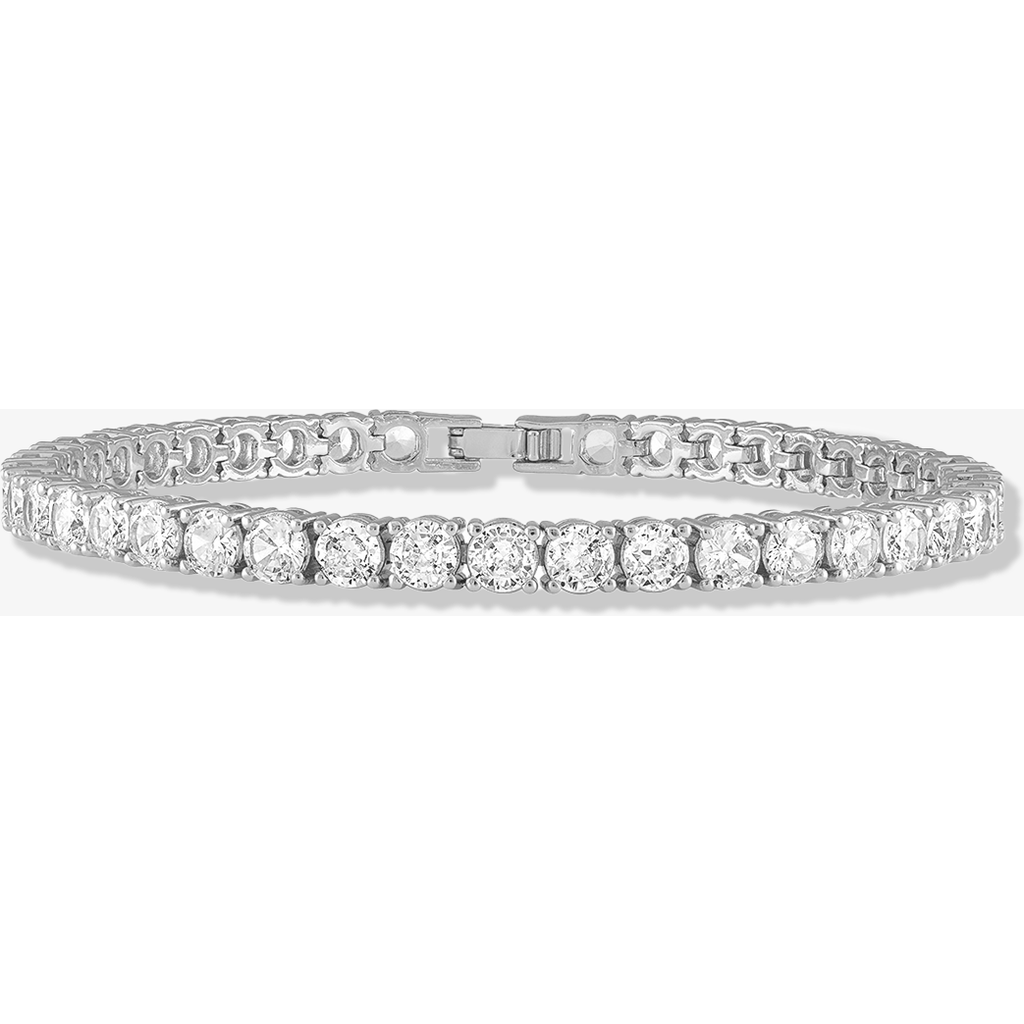 Ben Oni Round Cut Tennis Anklet In Silver