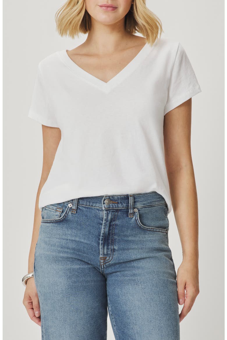 Lila Regen V-Neck Cotton T-Shirt, Main, color, WHITE