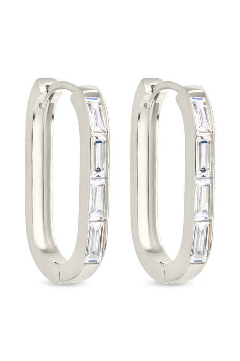 Roxanne Cubic Zirconia Hoop Earrings, Main, color, SILVER