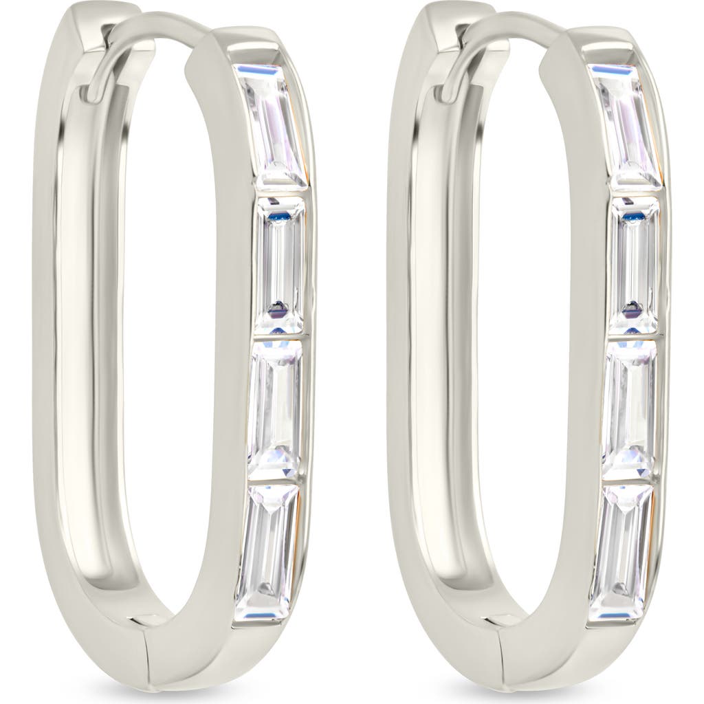 Sterling Forever Roxanne Cubic Zirconia Hoop Earrings In Silver