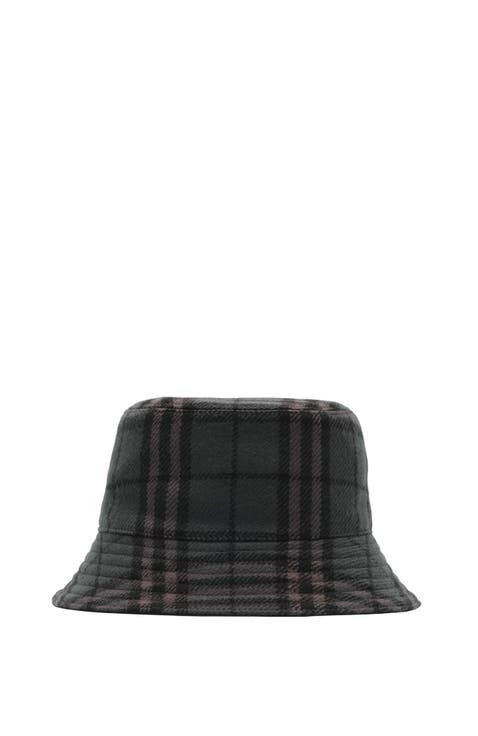 Reversible Check Wool Bucket Hat