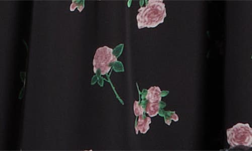 Sister Jane Rose Print Ruffle Maxi Dress In Black