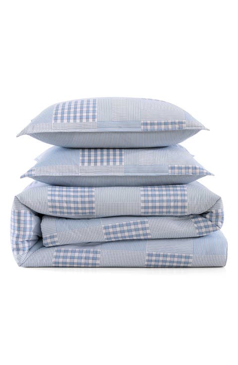 Hamptons Patchwork Cotton Percale Comforter & Shams Set