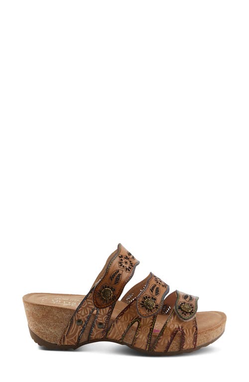 L'artiste By Spring Step Carbone Platform Slide Sandal In Tan Multi