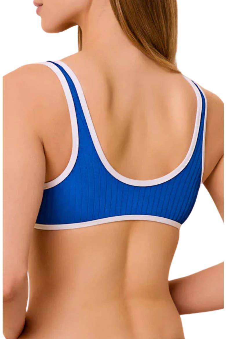 The Soraya Ribbed Lace-Up Bikini Top, Alternate, color, OLYMPIAN BLUE
