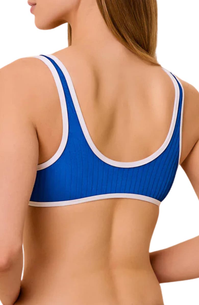 Solid & Striped The Soraya Ribbed Lace-Up Bikini Top, Alternate, color, Olympian Blue