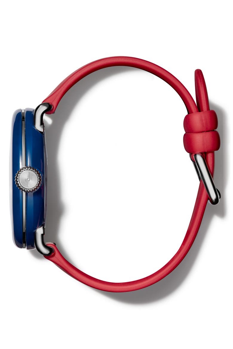 Detrola The Ace Silicone Strap Watch, 43mm, Alternate, color, RED/ WHITE/ MIDNIGHT BLUE