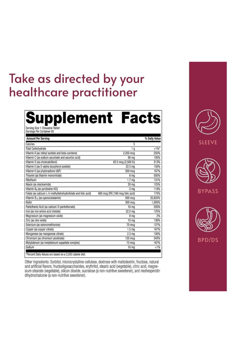 Chewable High ADEK with Iron Multivitamin Supplement 60 Count, Alternate, color, None