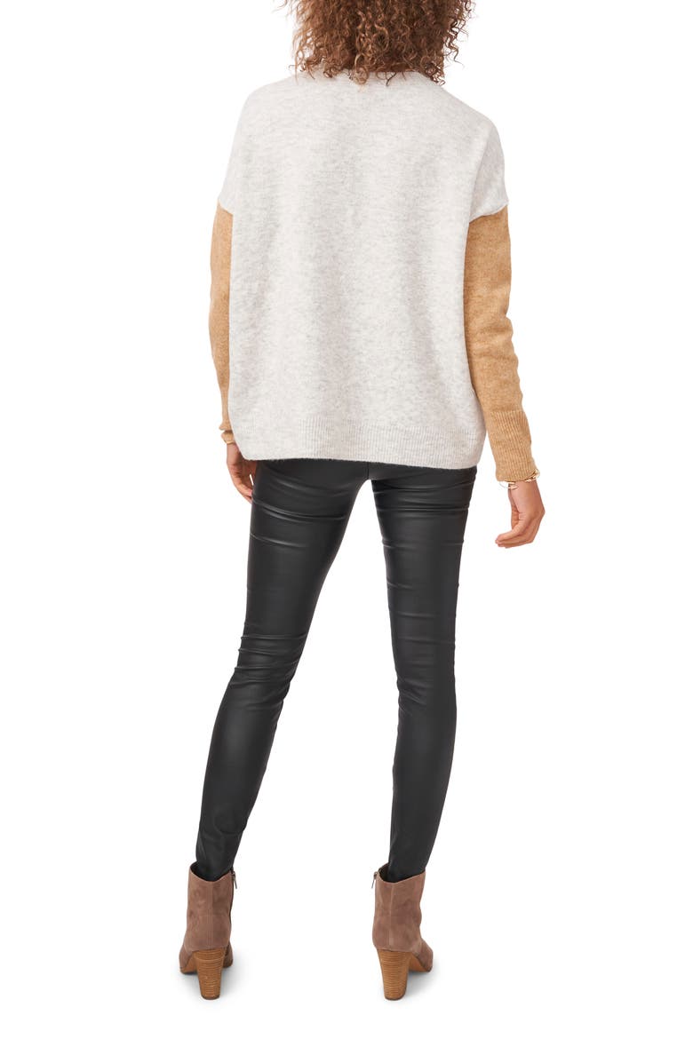 Colorblock Sweater, Alternate, color, SILVER HTHR/LATTE HTHR