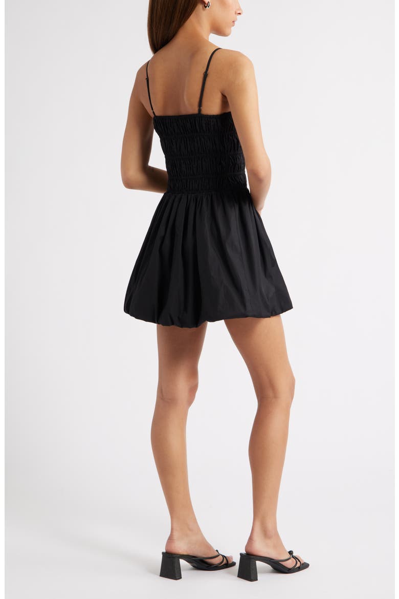 Shirred Minidress, Alternate, color, BLACK