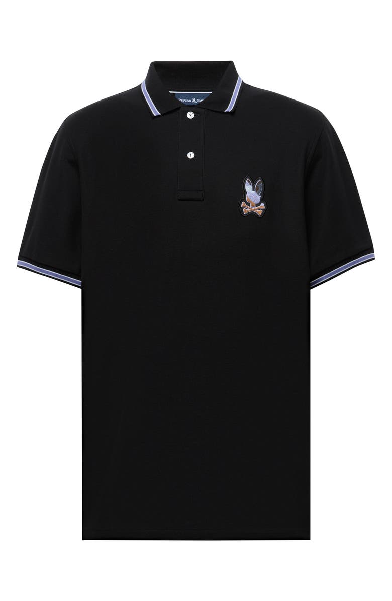Psycho Bunny Dante Tipped Pima Cotton Piqué Polo, Alternate, color, Black