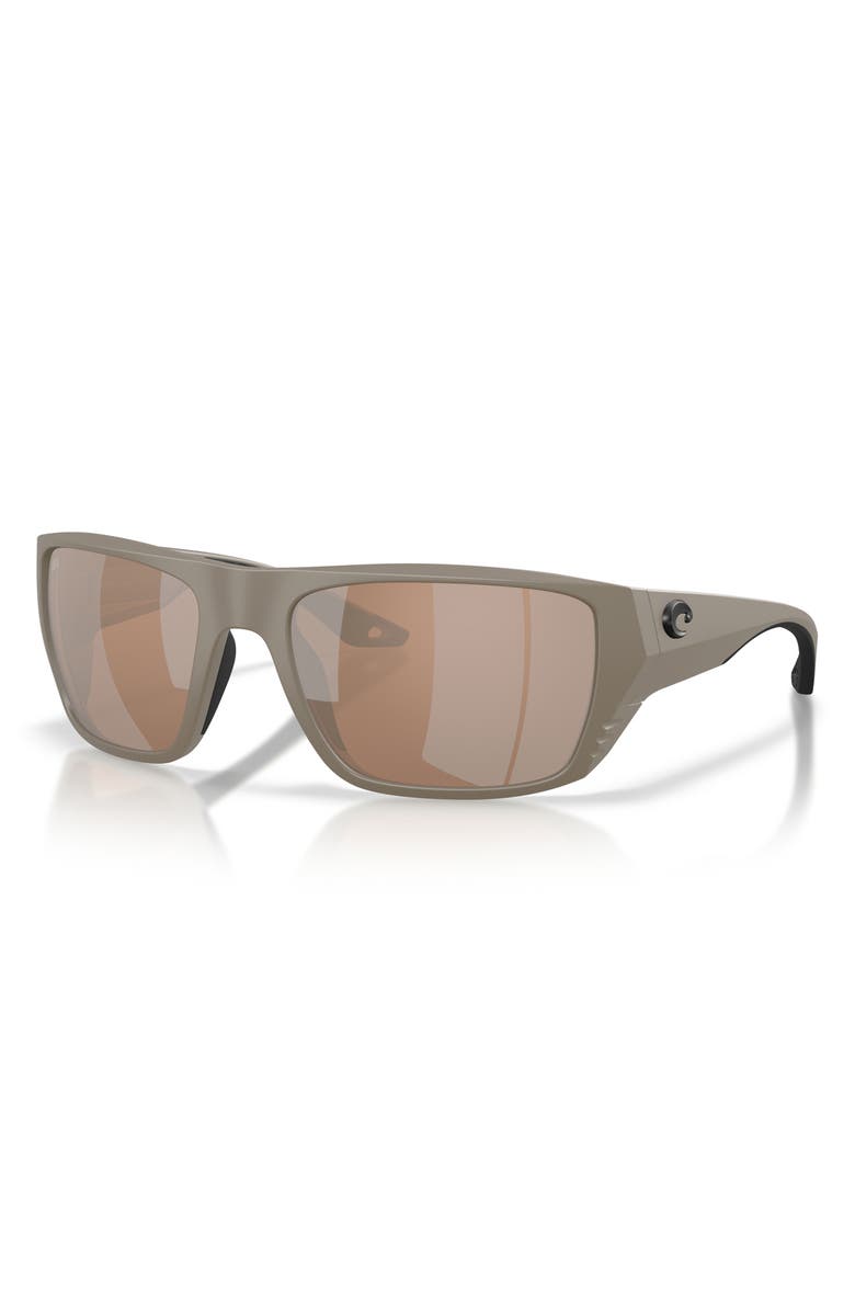 Costa Del Mar Finlet 59mm Polarized Rectangular Sunglasses, Alternate, color, Sand / Copper Silver 580G