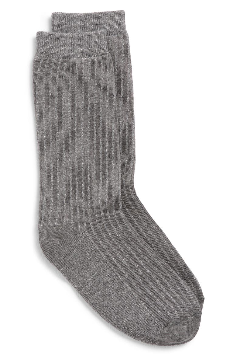 Sparkle Stripe Crew Socks, Alternate, color, GREY HEATHER
