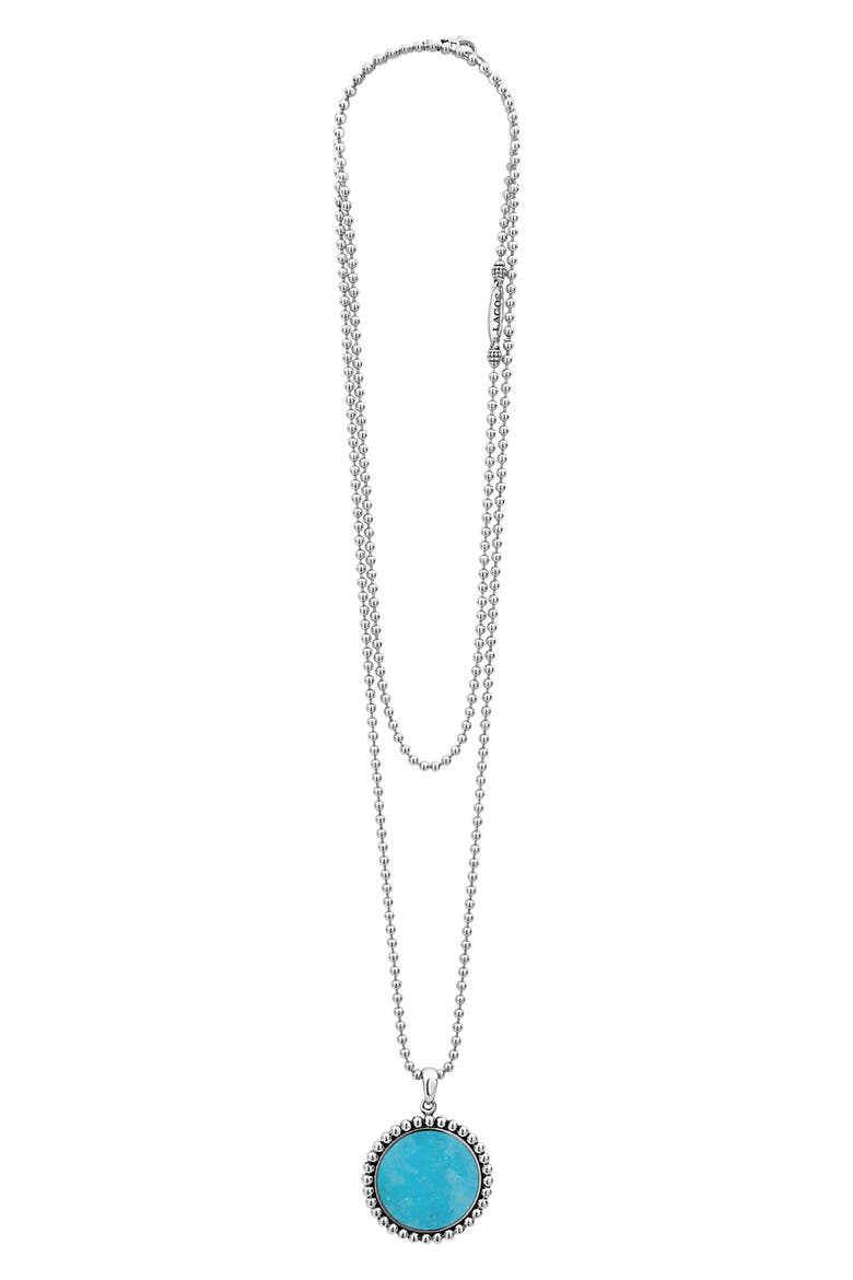 Maya Large Circle Pendant Necklace, Main, color, SILVER/ TURQUOISE