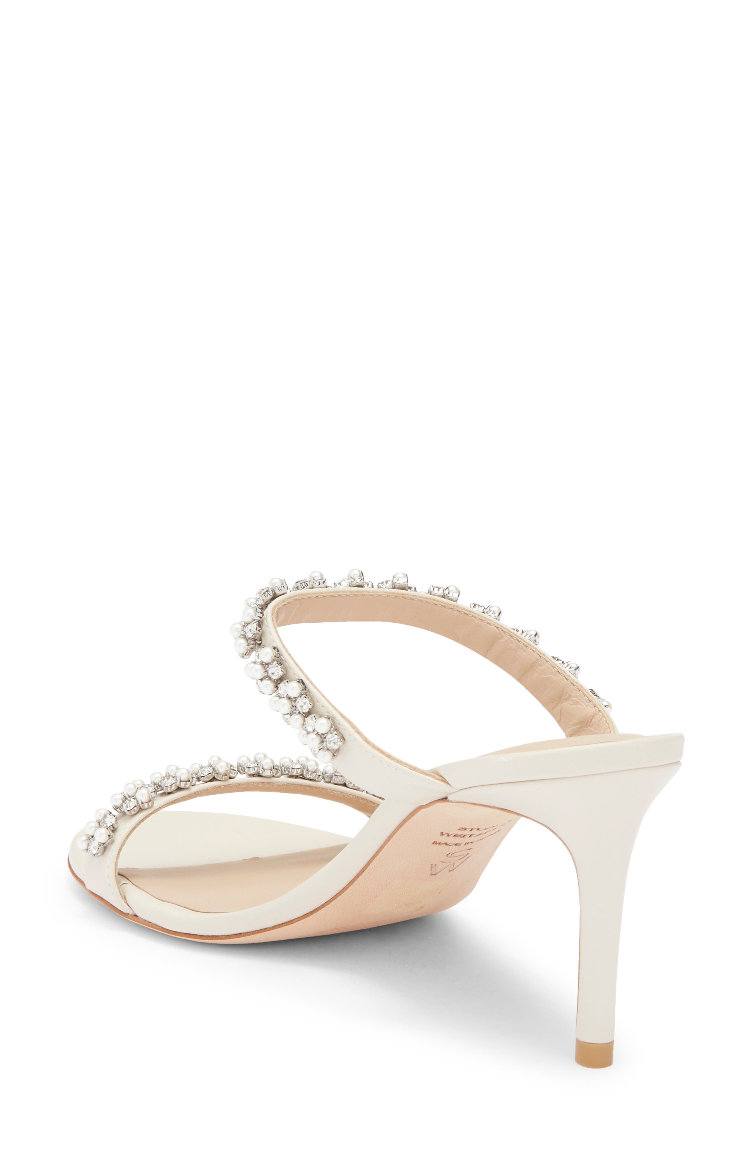 Stuart Weitzman Poppy Faux Pearl Sandal, Alternate, color, Linen/ Clear/ Natural