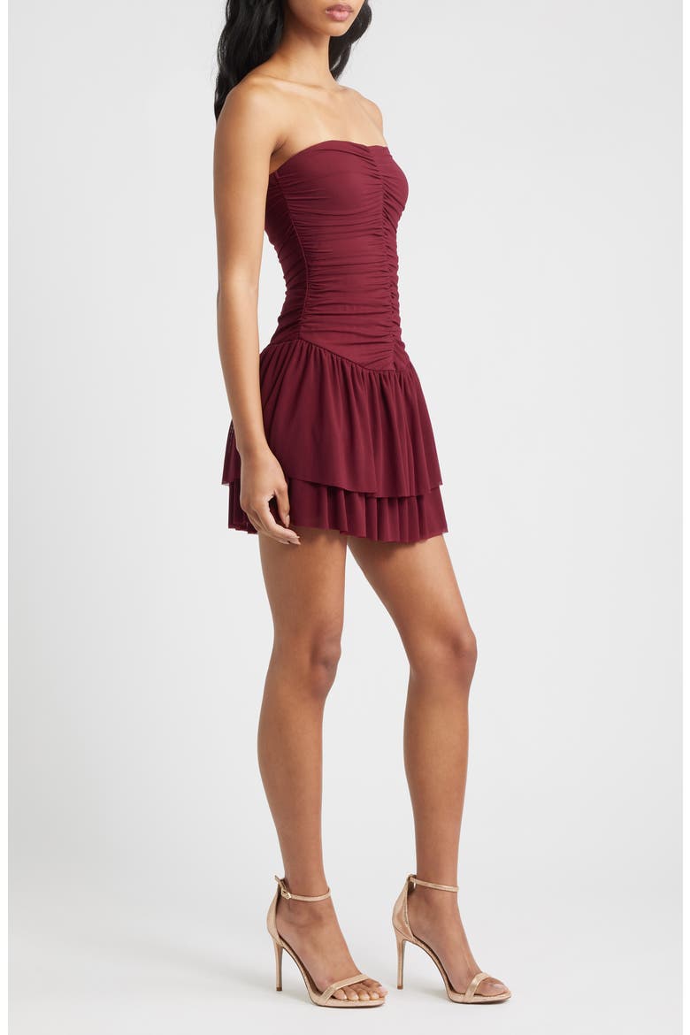 Astrid Strapless Mesh Minidress, Alternate, color, CHIANTI