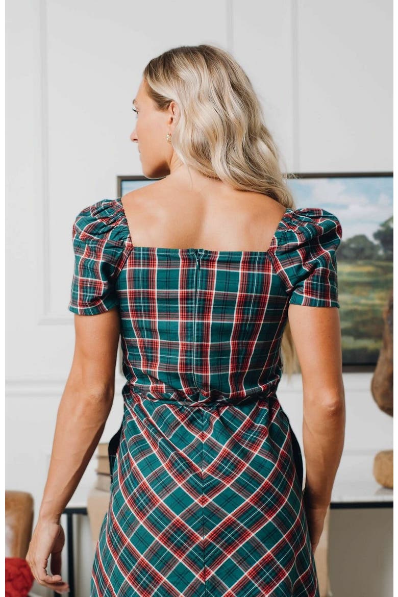Women's Organic Sweetheart Dress, Alternate, color, Festive Green Plaid