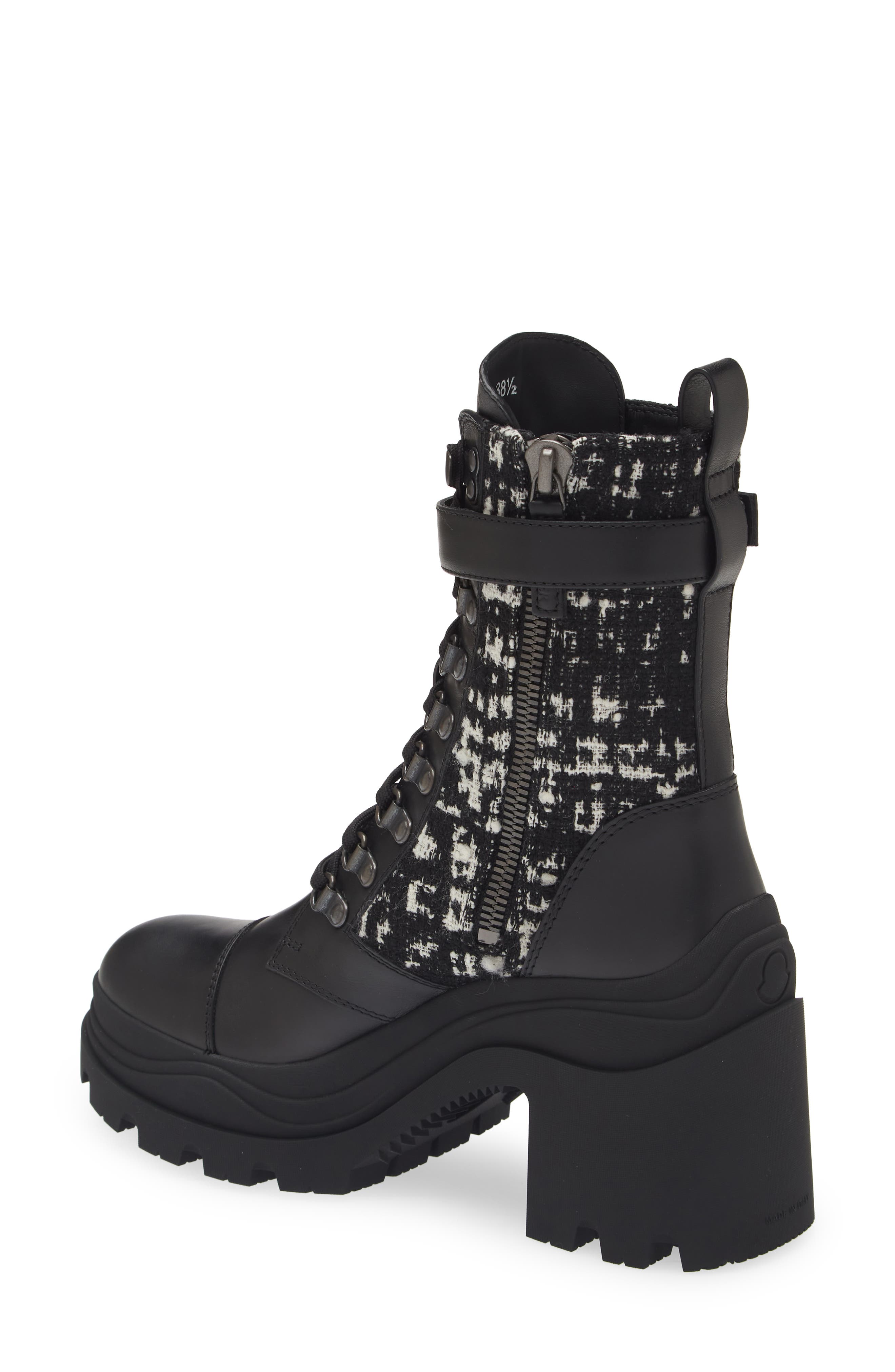 Moncler Envile Tweed Block Heel Boot, Alternate, color, 