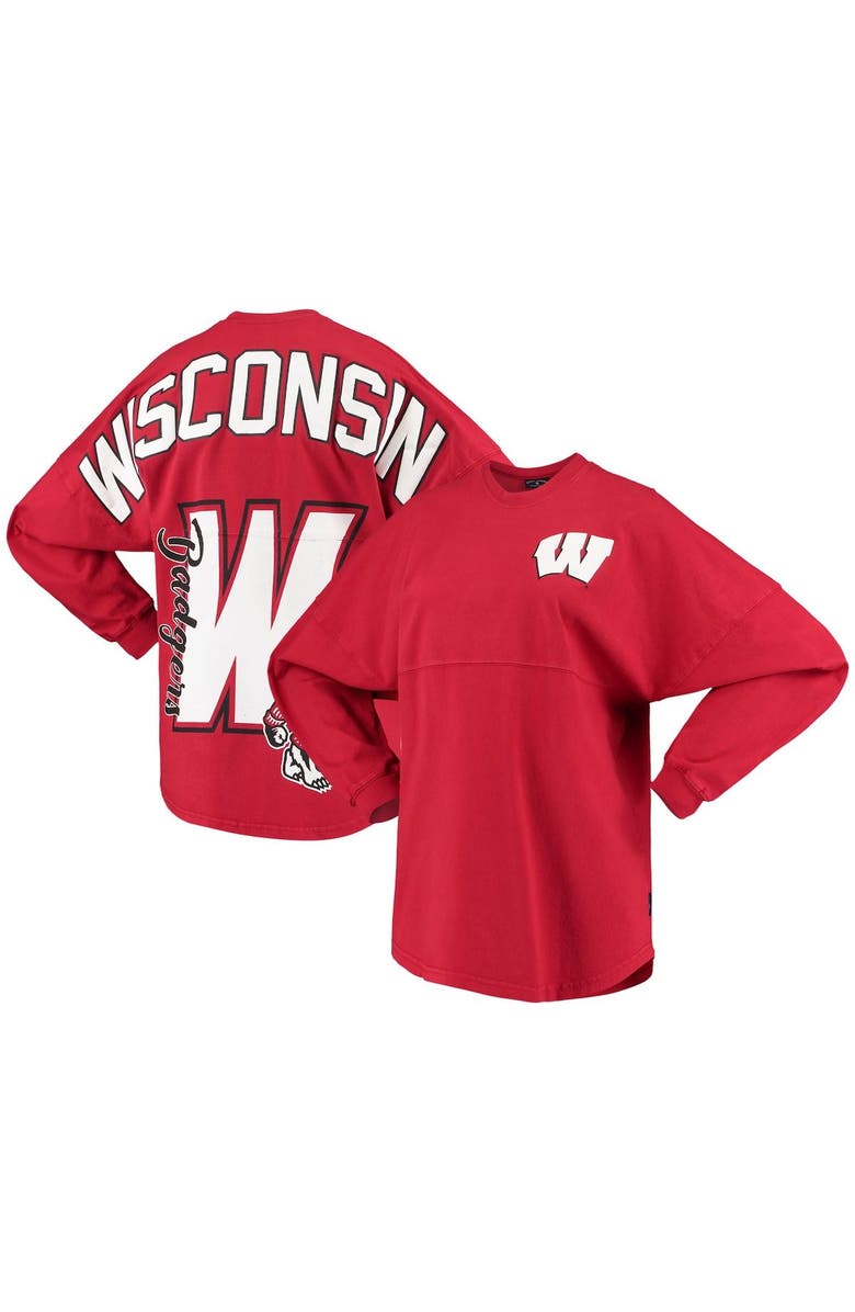 SPIRIT JERSEY Women's Red Wisconsin Badgers Loud n Proud Spirit Jersey T-Shirt, Main, color, 