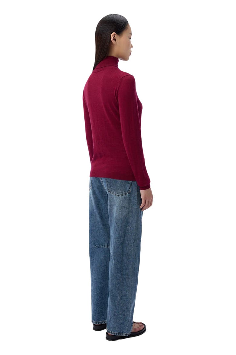 Cashmere Silk Turtleneck Sweater, Alternate, color, bordeaux