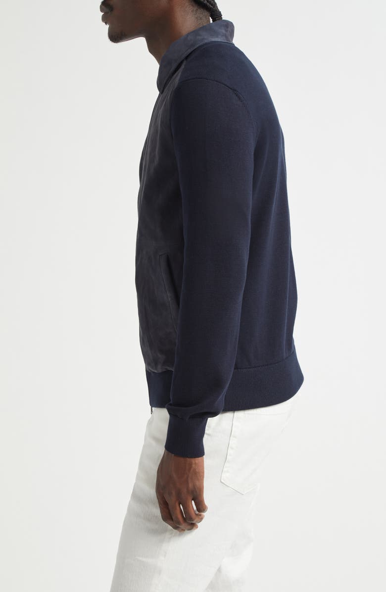 Herno Suede & Knit Bomber Jacket, Alternate, color,