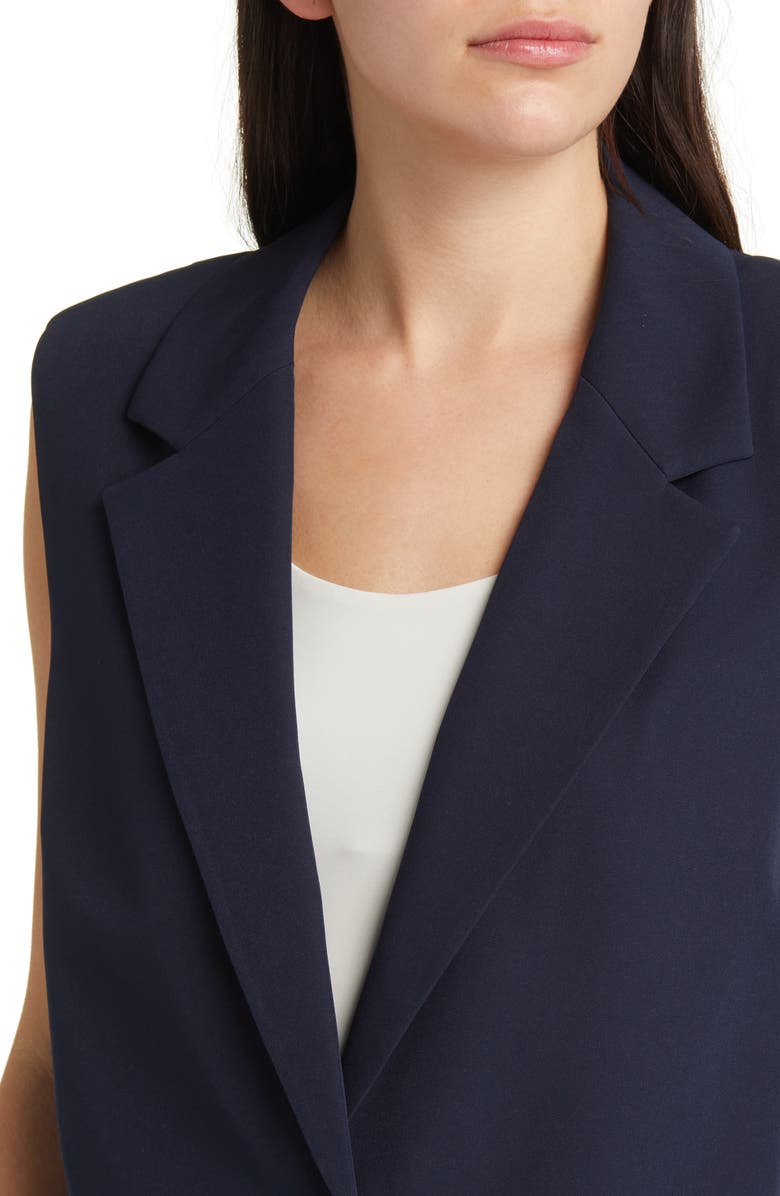 KOBI HALPERIN Stretch Twill Longline Vest, Alternate, color, Navy