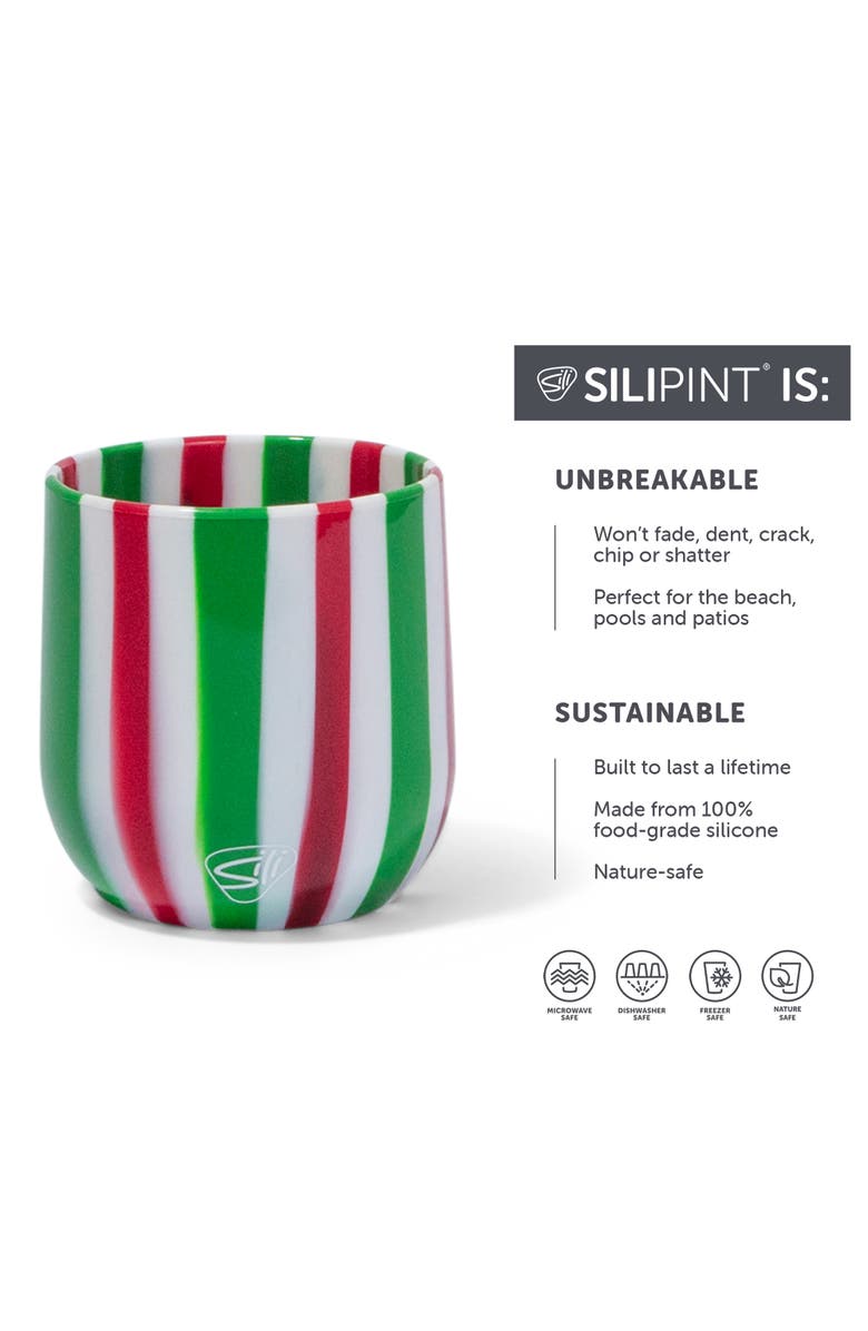 Silipint Silicone Wine Glasses 2 Pack Peppermint, Alternate, color, Multicolored