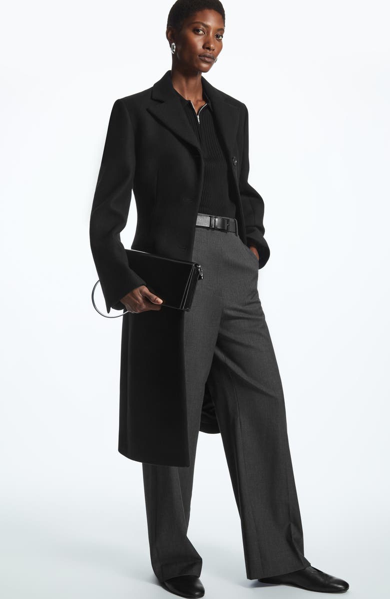 COS Half Zip Rib Silk Blend Polo, Alternate, color,