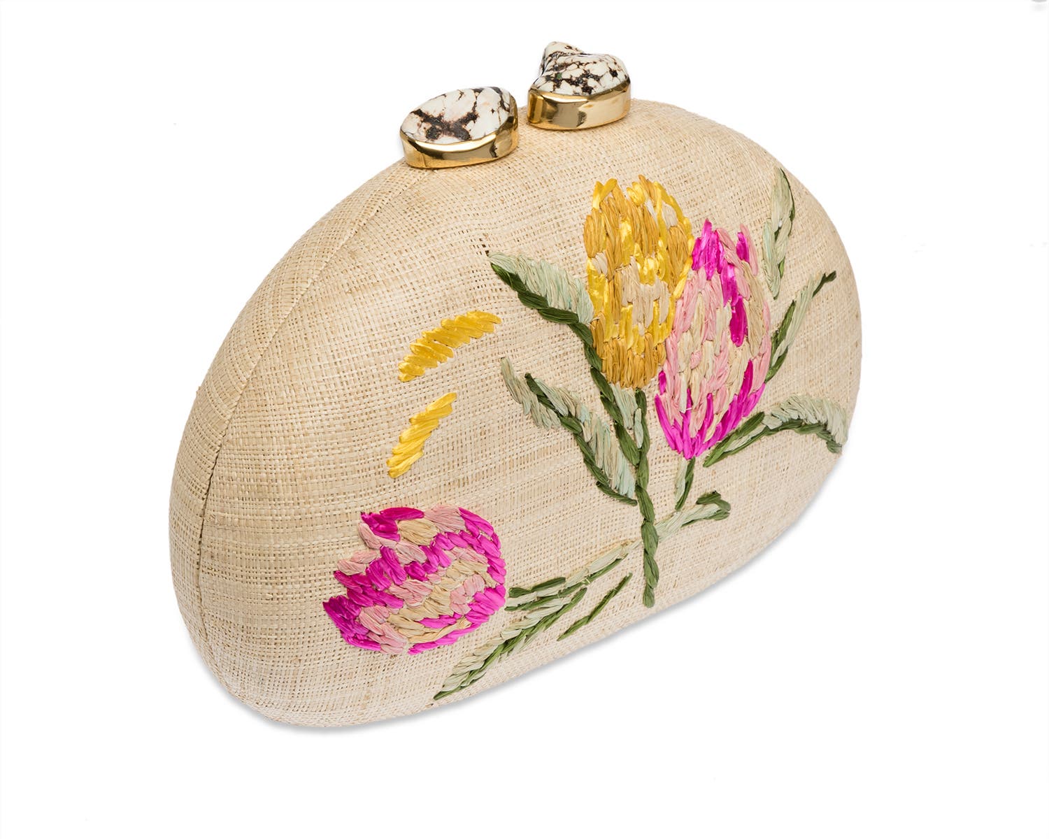 Rafe New York Berna Half Moon Clutch, Alternate, color, Natural/ Pink