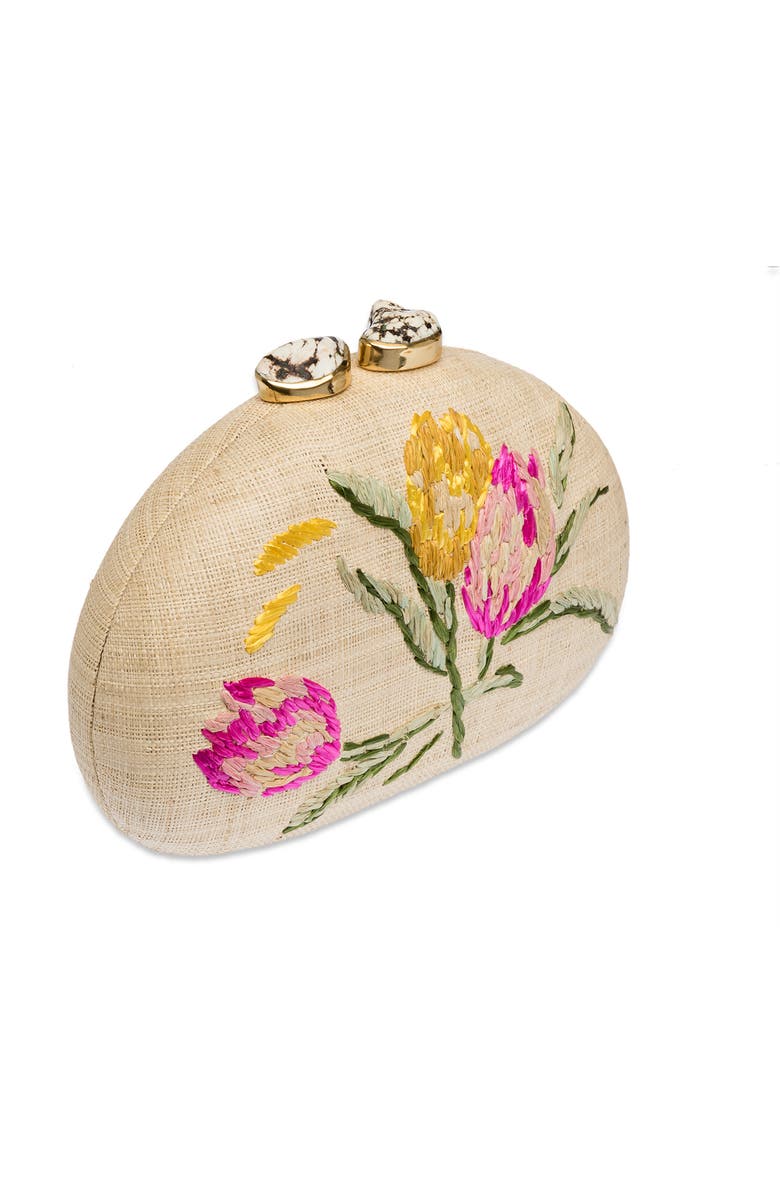 Rafe New York Berna Half Moon Clutch, Alternate, color, Natural/ Pink