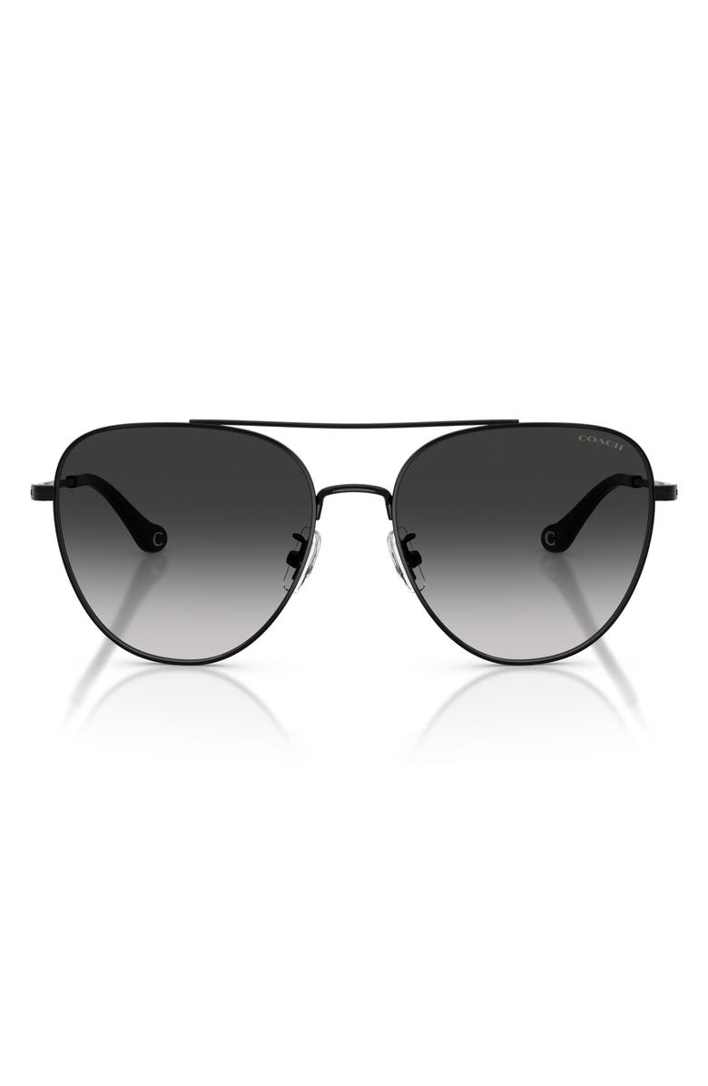COACH 56mm Gradient Pilot Sunglasses, Main, color, Shiny Black / Grey Gradient