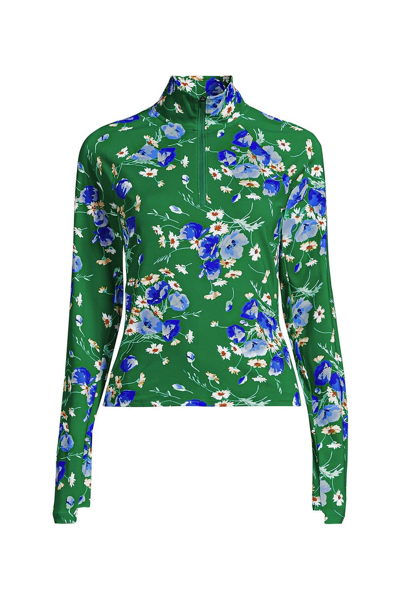 SunShade UPF 50 Quarter Zip Rash Guard, Alternate, color, Vibrant Clover Poppy Floral
