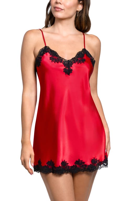 In Bloom By Jonquil Josie Lace Trim Stretch Satin Chemise In Red