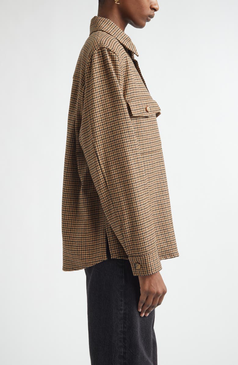 Saint Laurent Puppytooth Overshirt, Alternate, color, Beige/ Marron/ Noir