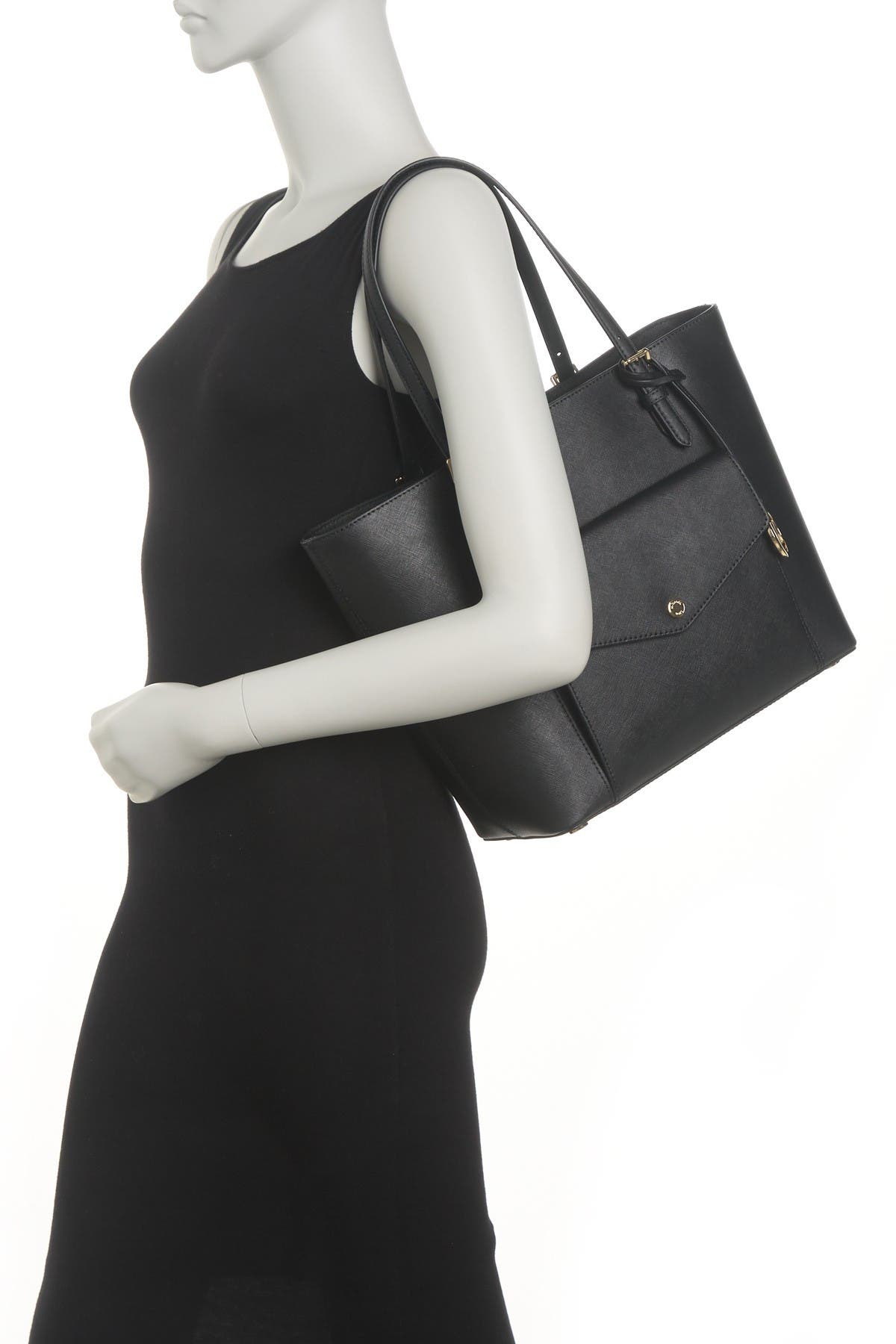 Michael Kors Jet Set Large Leather Pocket Tote Bag, Main, color, 