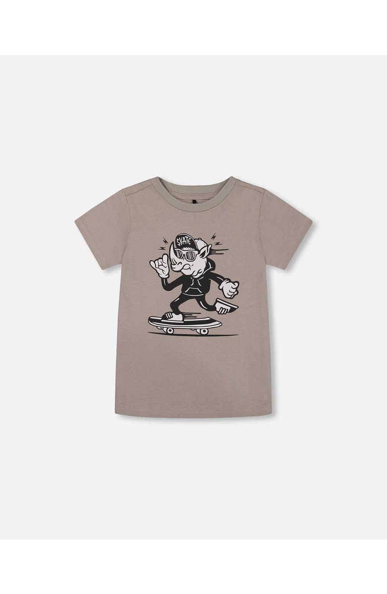 Deux par Deux Boy's Organic Cotton Graphic Tee Gray, Black And White, Main, color, 