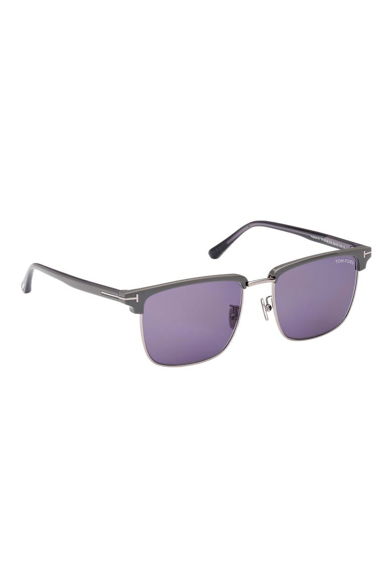 Hudson 55mm Square Sunglasses, Alternate, color, LIGHT RUTHENIUM/ BLUE