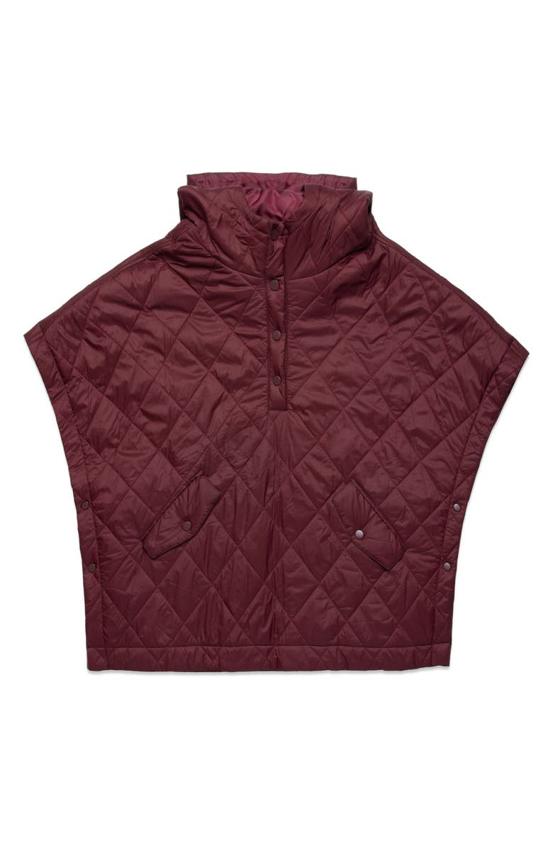 DELUC Otis Short Sleeve Puffer Poncho, Main, color, Burgundy