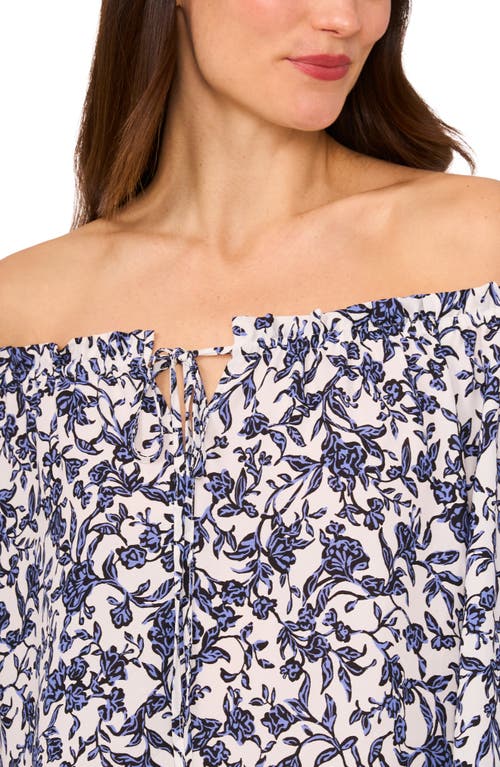 Cece Off The Shoulder Long Sleeve Top In Multi