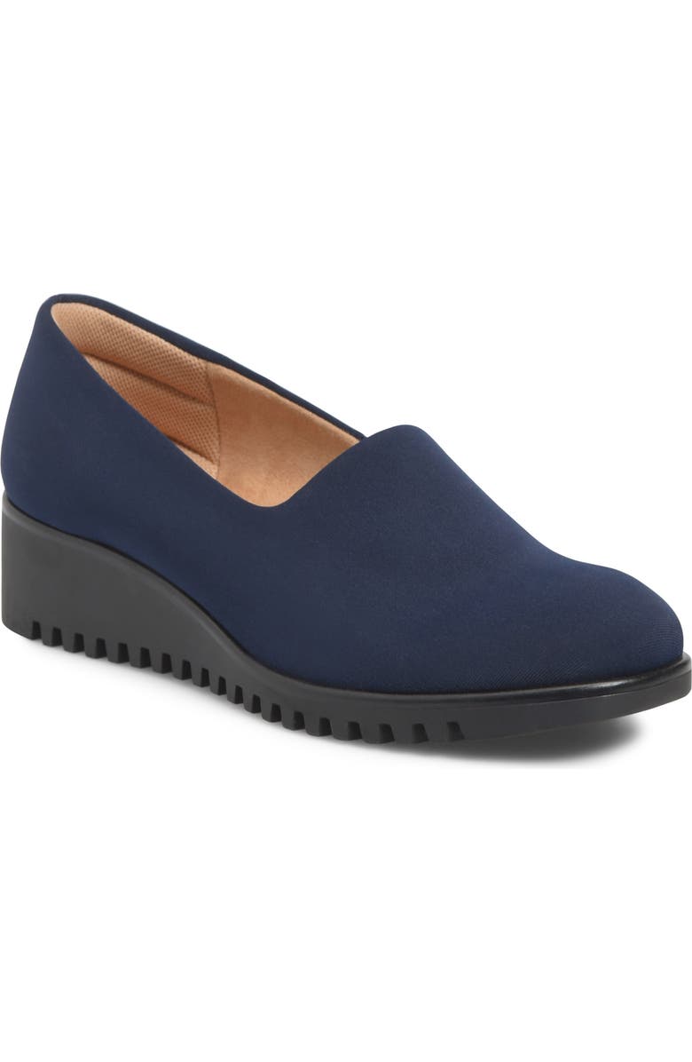 Comfortiva Dana Platform Wedge Slip-On, Main, color, Sky Navy