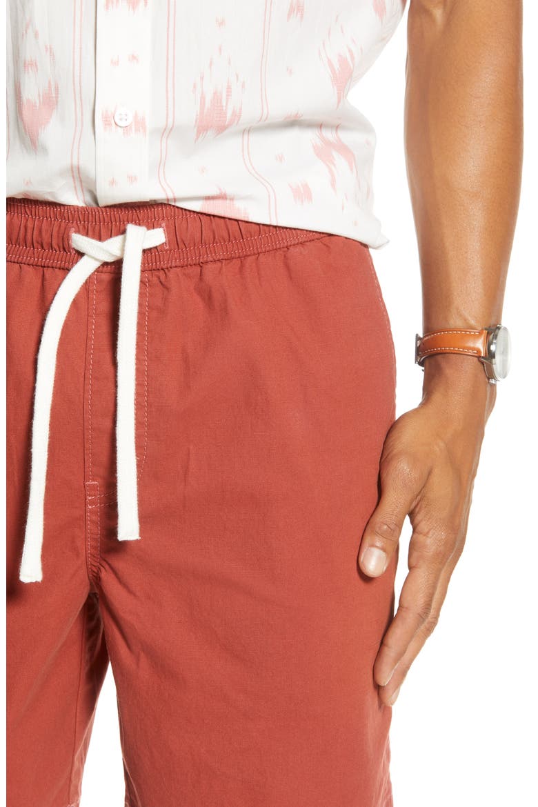 Slub Elastic Waist Slim Fit Shorts, Alternate, color, RED BARN
